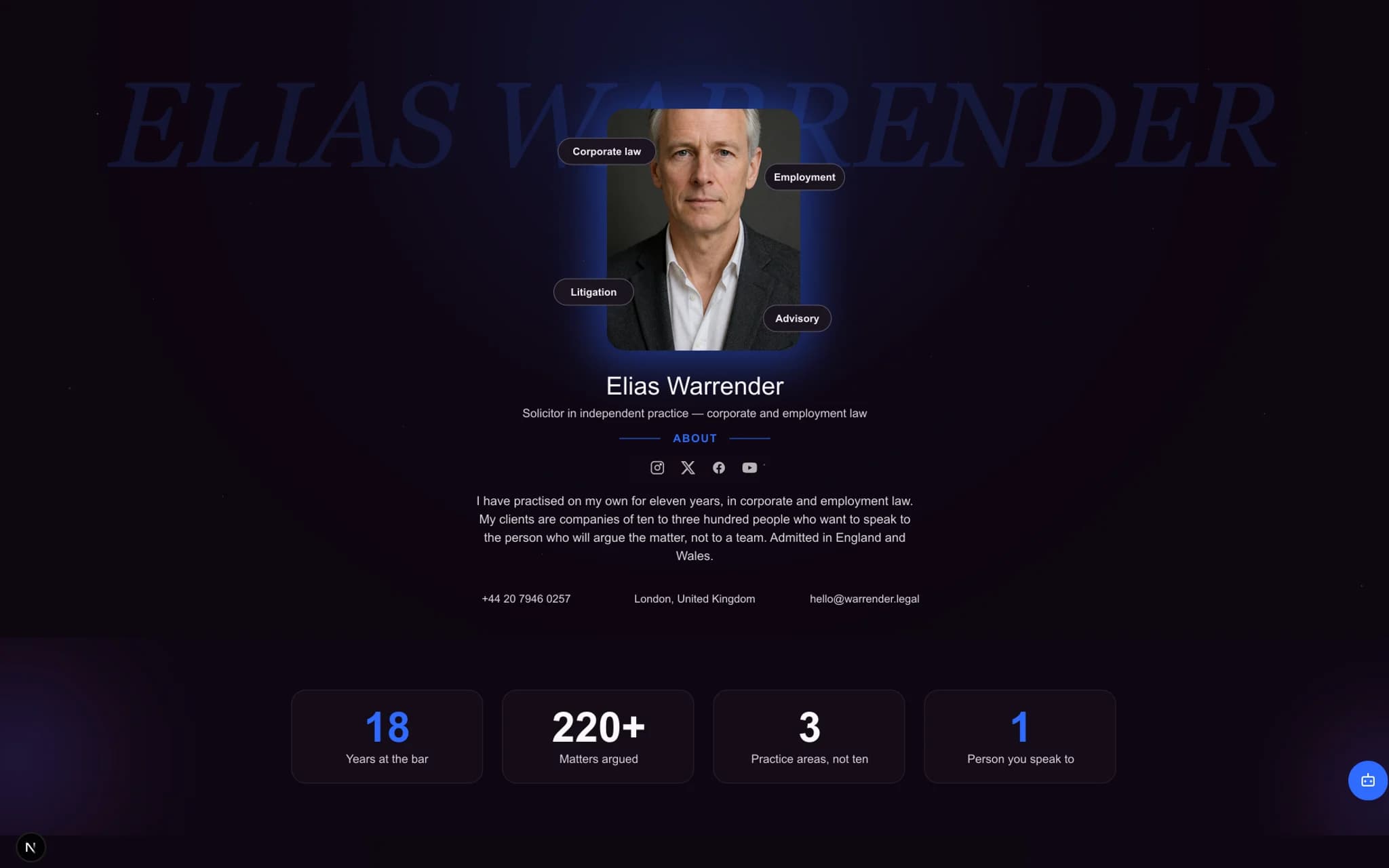 A published oReel portfolio in the Aurora template